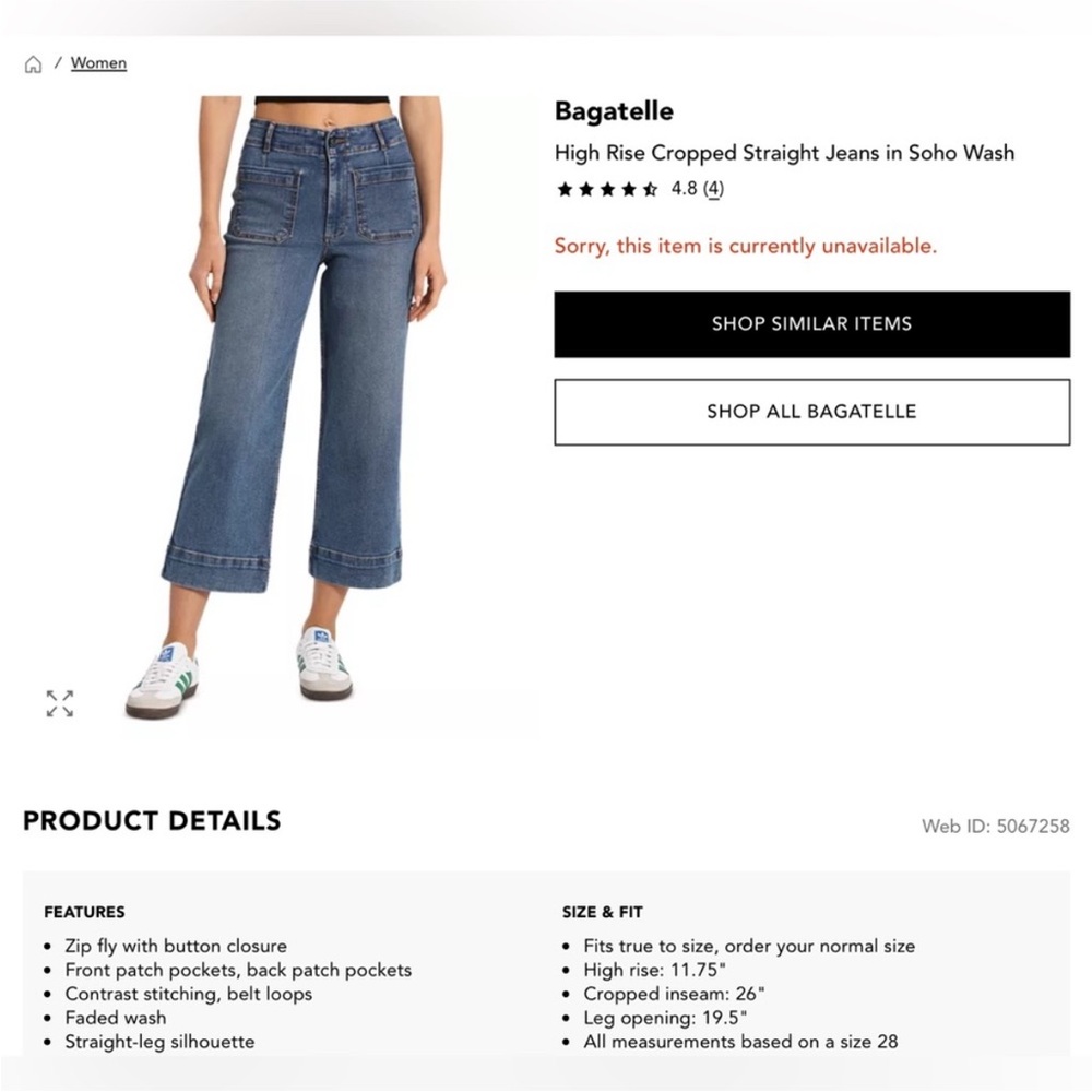 Bagatelle Women's Cropped Ankle Jeans - Faded Blue